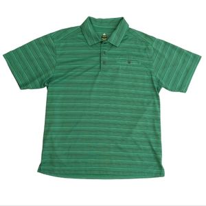Bolle golf polo shirt, short sleeves, snaps, stripes, men's size medium
